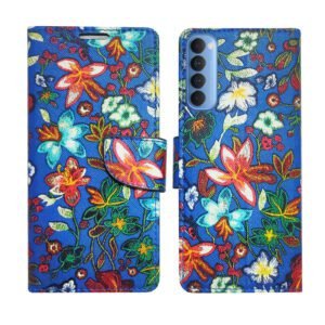 Dhar Flips Blue Pattern Flip Cover Oppo Reno 4 Pro | Leather Finish | Shock Proof | Magnetic Clouser | Light Weight | Compatible with Oppo Reno 4 Pro Cover | Best Designer Cover For Oppo Reno 4 Pro