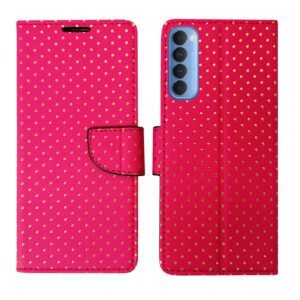 Dhar Flips Pink Dot Flip Cover Oppo Reno 4 Pro | Leather Finish | Shock Proof | Magnetic Clouser | Light Weight | Compatible with Oppo Reno 4 Pro Cover | Best Designer Cover For Oppo Reno 4 Pro