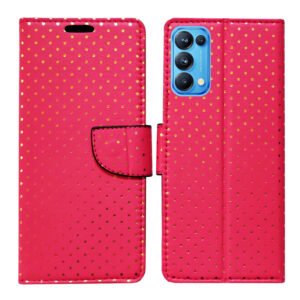 Dhar Flips Pink Dot Flip Cover Oppo Reno 5 Pro | Leather Finish | Shock Proof | Magnetic Clouser | Light Weight | Compatible with Oppo Reno 5 Pro Cover | Best Designer Cover For Oppo Reno 5 Pro