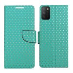 Dhar Flips Aquamarine Dot Flip Cover Poco M3 | Leather Finish | Shock Proof | Magnetic Clouser | Light Weight | Compatible with Poco M3 Cover | Best Designer Cover For Poco M3