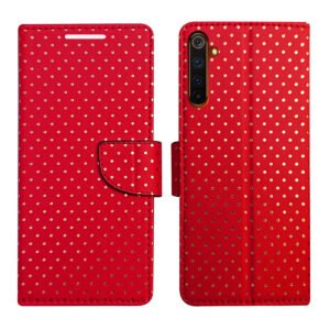 Dhar Flips Red Dot Flip Cover Realme 6 Pro | Leather Finish | Shock Proof | Magnetic Clouser | Light Weight | Compatible with Realme 6 Pro Cover | Best Designer Cover For Realme 6 Pro