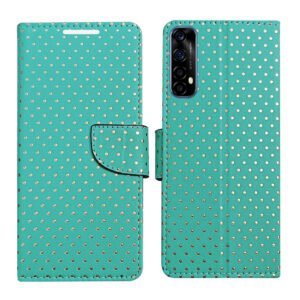 Dhar Flips Aquamarine Dot Flip Cover for Realme NARZO20 Pro| Leather Finish | Shock Proof | Magnetic Clouser Compatible with Realme NARZO20 Pro