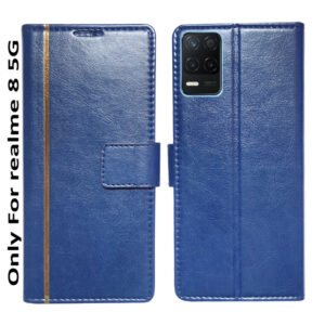 Dhar Flips Blue GP Flip Cover Realme Narzo 30 5G | Leather Finish | Shock Proof | Magnetic Clouser | Light Weight | Compatible with Realme Narzo 30 5G Cover | Best Designer Cover For Realme Narzo 30 5G