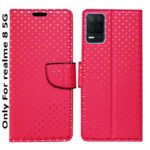 Dhar Flips Pink Dot Flip Cover Realme Narzo 30 5G | Leather Finish | Shock Proof | Magnetic Clouser | Light Weight | Compatible with Realme Narzo 30 5G Cover | Best Designer Cover For Realme Narzo 30 5G