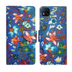 Dhar Flips Blue Pattern Flip Cover Redmi 9 Active | Leather Finish | Shock Proof | Magnetic Clouser | Light Weight | Compatible with Redmi 9 Active Cover | Best Designer Cover For Redmi 9 Active