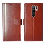 Dhar Flips Brown GP Flip Cover Redmi 9 Prime | Leather Finish | Shock Proof | Magnetic Clouser | Light Weight | Compatible with Redmi 9 Prime Cover | Best Designer Cover For Redmi 9 Prime