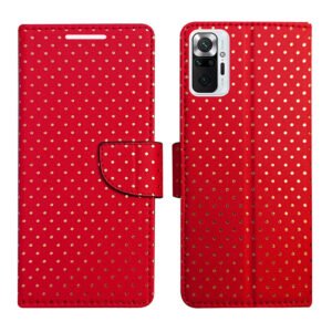 Dhar Flips Red Dot Flip Cover Redmi 10 Pro Max | Leather Finish | Shock Proof | Magnetic Clouser | Light Weight | Compatible with Redmi 10 Pro Max Cover | Best Designer Cover For Redmi 10 Pro Max