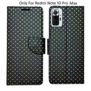 Dhar Flips Black Dot Flip Cover Redmi 10 Pro Max | Leather Finish | Shock Proof | Magnetic Clouser | Light Weight | Compatible with Redmi 10 Pro Max Cover | Best Designer Cover For Redmi 10 Pro Max