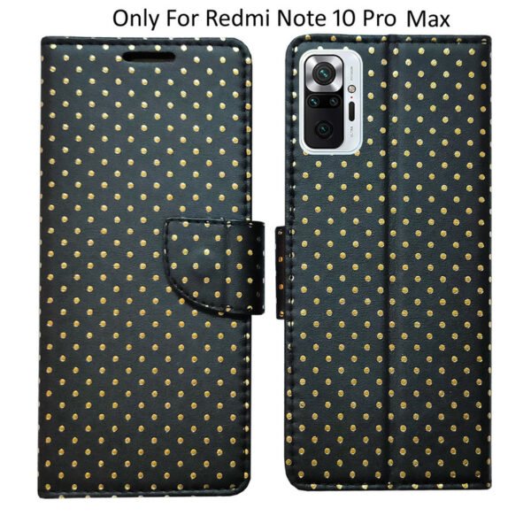 Dhar Flips Black Dot Flip Cover Redmi 10 Pro Max | Leather Finish | Shock Proof | Magnetic Clouser | Light Weight | Compatible with Redmi 10 Pro Max Cover | Best Designer Cover For Redmi 10 Pro Max