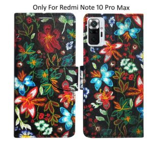 Dhar Flips Black Pattern Flip Cover Redmi 10 Pro Max | Leather Finish | Shock Proof | Magnetic Clouser | Light Weight | Compatible with Redmi 10 Pro Max Cover | Best Designer Cover For Redmi 10 Pro Max