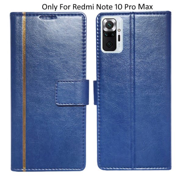 Dhar Flips Blue GP Flip Cover Redmi Note 10 Pro Max | Leather Finish | Shock Proof | Magnetic Clouser | Light Weight | Compatible with Redmi Note 10 Pro Max Cover | Best Designer Cover For Redmi Note 10 Pro Max