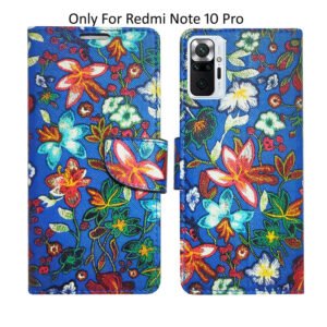 Dhar Flips Blue Pattern Flip Cover Redmi Note 10 Pro | Leather Finish | Shock Proof | Magnetic Clouser | Light Weight | Compatible with Redmi Note 10 Pro Cover | Best Designer Cover For Redmi Note 10 Pro