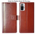 Dhar Flips Brown GP Flip Cover Redmi Note 10 Pro Max | Leather Finish | Shock Proof | Magnetic Clouser | Light Weight | Compatible with Redmi Note 10 Pro Max Cover | Best Designer Cover For Redmi Note 10 Pro Max