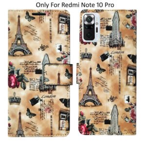 Dhar Flips Brown Tower Flip Cover Redmi Note 10 Pro | Leather Finish | Shock Proof | Magnetic Clouser | Light Weight | Compatible with Redmi Note 10 Pro Cover | Best Designer Cover For Redmi Note 10 Pro