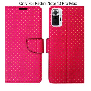 Dhar Flips Pink Dot Flip Cover Redmi 10 Pro Max | Leather Finish | Shock Proof | Magnetic Clouser | Light Weight | Compatible with Redmi 10 Pro Max Cover | Best Designer Cover For Redmi 10 Pro Max