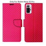 Dhar Flips Pink Dot Flip Cover Redmi Note 10 Pro | Leather Finish | Shock Proof | Magnetic Clouser | Light Weight | Compatible with Redmi Note 10 Pro Cover | Best Designer Cover For Redmi Note 10 Pro