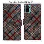 Dhar Flips Check Flip Cover Redmi Note 10 | Leather Finish | Shock Proof | Magnetic Clouser | Light Weight | Compatible with Redmi Note 10 Cover | Best Designer Cover For Redmi Note 10