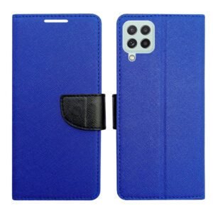 Dhar Flips Blue MRC Flip Cover Samsung A22 4G | Leather Finish | Shock Proof | Magnetic Clouser | Light Weight | Compatible with Samsung A22 4G Cover | Best Designer Cover For Samsung A22 4G