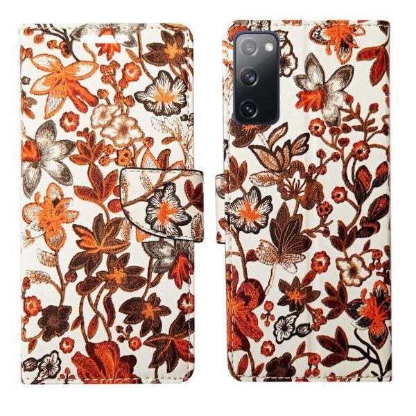 Dhar Flips Orange Pattern Flip Cover Samsung S20 FE | Leather Finish | Shock Proof | Magnetic Clouser | Light Weight | Compatible with Samsung S20 FE Cover | Best Designer Cover For Samsung S20 FE