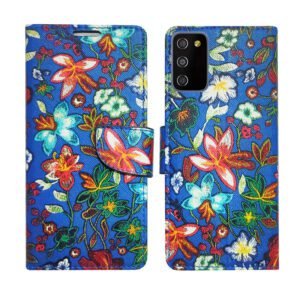 Dhar Flips Blue Pattern Flip Cover Samsung M02s | Leather Finish | Shock Proof | Magnetic Clouser | Light Weight | Compatible with Samsung M02s Cover | Best Designer Cover For Samsung M02s