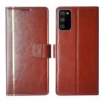 Dhar Flips Brown GP Flip Cover Samsung M02s | Leather Finish | Shock Proof | Magnetic Clouser | Light Weight | Compatible with Samsung M02s Cover | Best Designer Cover For Samsung M02s