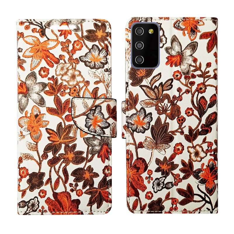 Dhar Flips Orange Pattern Flip Cover Samsung M02s | Leather Finish | Shock Proof | Magnetic Clouser | Light Weight | Compatible with Samsung M02s Cover | Best Designer Cover For Samsung M02s