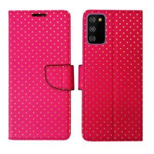 Dhar Flips Pink Dot Flip Cover Samsung M02s | Leather Finish | Shock Proof | Magnetic Clouser | Light Weight | Compatible with Samsung M02s Cover | Best Designer Cover For Samsung M02s