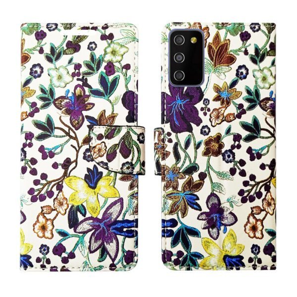 Dhar Flips Purple Pattern Flip Cover Samsung M02s | Leather Finish | Shock Proof | Magnetic Clouser | Light Weight | Compatible with Samsung M02s Cover | Best Designer Cover For Samsung M02s