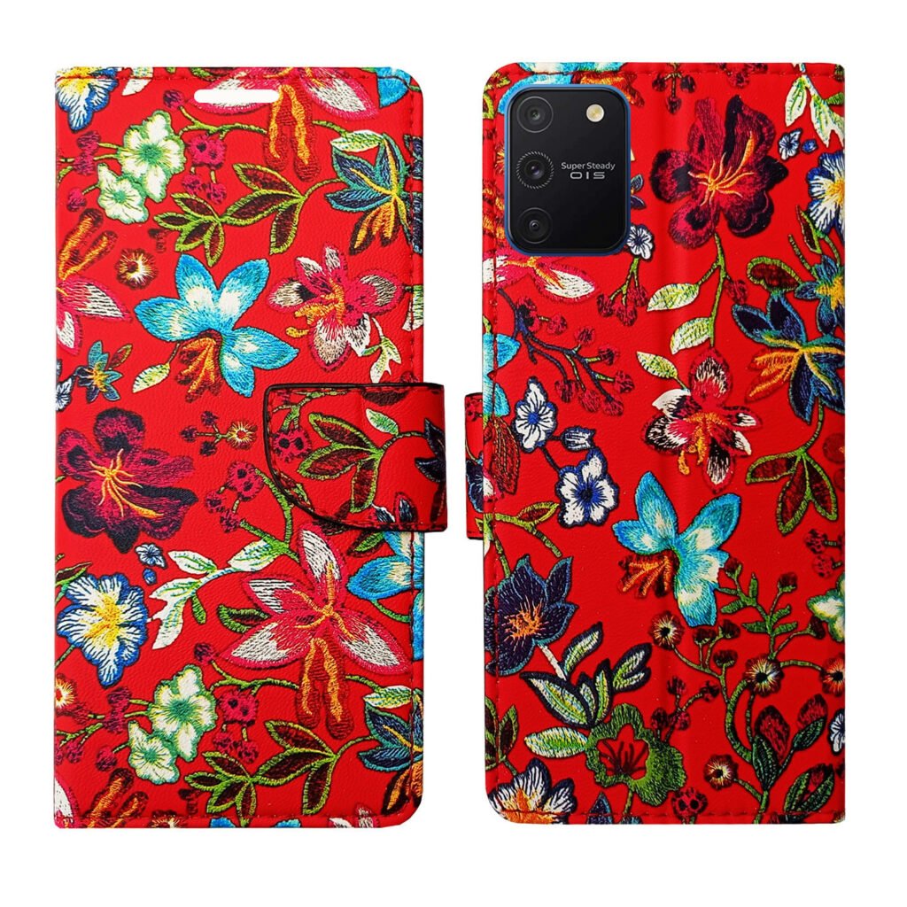 Dhar Flips Red pattern Flip Cover Samsung S10 Lite | Leather Finish | Shock Proof | Magnetic Clouser | Light Weight | Compatible with Samsung S10 Lite Cover | Best Designer Cover For Samsung S10 Lite