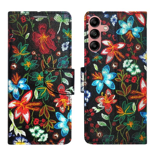 Dhar Flips Black Pattern Flip Cover Samsung A04s   | Leather Finish | Shock Proof | Magnetic Clouser | Light Weight | Compatible with Samsung A04s  Cover | Best Designer Cover For Samsung A04s