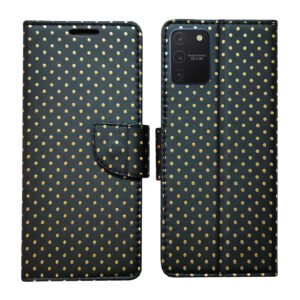 Dhar Flips Black Dot Flip Cover Samsung S10 Lite | Leather Finish | Shock Proof | Magnetic Clouser | Light Weight | Compatible with Samsung S10 Lite Cover | Best Designer Cover For Samsung S10 Lite