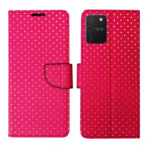 Dhar Flips Pink dot Flip Cover Samsung S10 Lite | Leather Finish | Shock Proof | Magnetic Clouser | Light Weight | Compatible with Samsung S10 Lite Cover | Best Designer Cover For Samsung S10 Lite