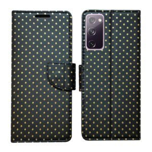 Dhar Flips Black Dot Flip Cover Samsung S20 FE | Leather Finish | Shock Proof | Magnetic Clouser | Light Weight | Compatible with Samsung S20 FE Cover | Best Designer Cover For Samsung S20 FE