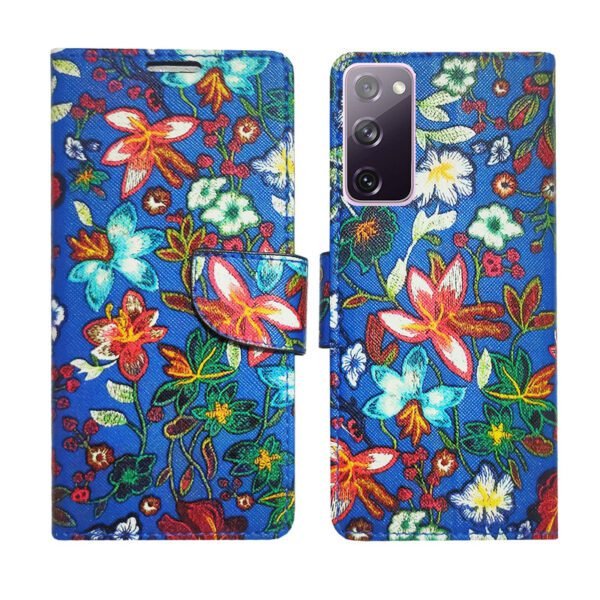 Dhar Flips Blue Pattern Flip Cover Samsung S20 FE | Leather Finish | Shock Proof | Magnetic Clouser | Light Weight | Compatible with Samsung S20 FE Cover | Best Designer Cover For Samsung S20 FE