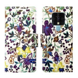 Dhar Flips Purple Pattern Flip Cover Tecno Camon 16 | Leather Finish | Shock Proof | Magnetic Clouser | Light Weight | Compatible with Tecno Camon 16 Cover | Best Designer Cover For Tecno Camon 16