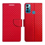 Dhar Flips Red Dot Flip Cover Tecno Spark 7T | Leather Finish | Shock Proof | Magnetic Clouser | Light Weight | Compatible with Tecno Spark 7T Cover | Best Designer Cover For Tecno Spark 7T