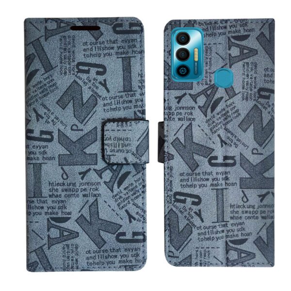 Dhar Flips Grey ATZ Flip Cover Tecno Spark 7T | Leather Finish | Shock Proof | Magnetic Clouser | Light Weight | Compatible with Tecno Spark 7T Cover | Best Designer Cover For Tecno Spark 7T