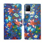 Dhar Flips Blue Pattern Flip Cover Vivo V21 5G | Leather Finish | Shock Proof | Magnetic Clouser | Light Weight | Compatible with Vivo V21 5G Cover | Best Designer Cover For Vivo V21 5G