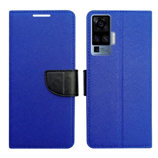 Dhar Flips Blue MRC Flip Cover Vivo X50 Pro | Leather Finish | Shock Proof | Magnetic Clouser | Light Weight | Compatible with Vivo X50 Pro Cover | Best Designer Cover For Vivo X50 Pro