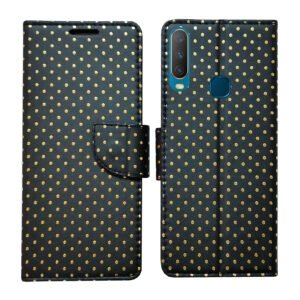 Dhar Flips Black Dot Flip Cover for Vivo Y15| Leather Finish | Shock Proof | Magnetic Clouser Compatible with Vivo Y15