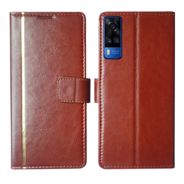 Dhar Flips Brown GP Flip Cover Vivo Y53s | Leather Finish | Shock Proof | Magnetic Clouser | Light Weight | Compatible with Vivo Y53s Cover | Best Designer Cover For Vivo Y53s