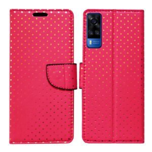 Dhar Flips Pink Dot Flip Cover Vivo Y53s | Leather Finish | Shock Proof | Magnetic Clouser | Light Weight | Compatible with Vivo Y53s Cover | Best Designer Cover For Vivo Y53s