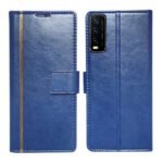 Dhar Flips Blue GP Flip Cover Vivo Y12s | Leather Finish | Shock Proof | Magnetic Clouser | Light Weight | Compatible with Vivo Y12s Cover | Best Designer Cover For Vivo Y12s