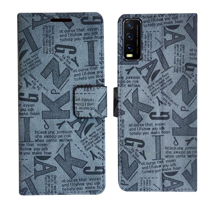 Dhar Flips Grey ATZ Flip Cover Vivo Y12s | Leather Finish | Shock Proof | Magnetic Clouser | Light Weight | Compatible with Vivo Y12s Cover | Best Designer Cover For Vivo Y12s