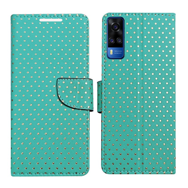 Dhar Flips Aquamarine Dot Flip Cover Vivo Y53s | Leather Finish | Shock Proof | Magnetic Clouser | Light Weight | Compatible with Vivo Y53s Cover | Best Designer Cover For Vivo Y53s