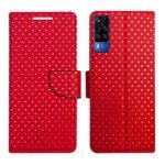 Dhar Flips Red Dot Flip Cover Vivo Y53s | Leather Finish | Shock Proof | Magnetic Clouser | Light Weight | Compatible with Vivo Y53s Cover | Best Designer Cover For Vivo Y53s