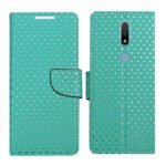 Dhar Flips Aquamarine Dot Flip Cover Nokia 2.4 | Leather Finish | Shock Proof | Magnetic Clouser | Light Weight | Compatible with Nokia 2.4 Cover | Best Designer Cover For Nokia 2.4