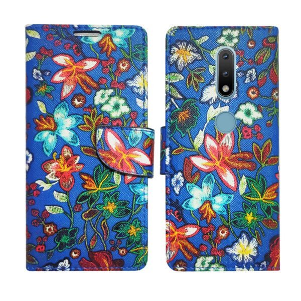 Dhar Flips Blue Pattern Flip Cover Nokia 2.4 | Leather Finish | Shock Proof | Magnetic Clouser | Light Weight | Compatible with Nokia 2.4 Cover | Best Designer Cover For Nokia 2.4