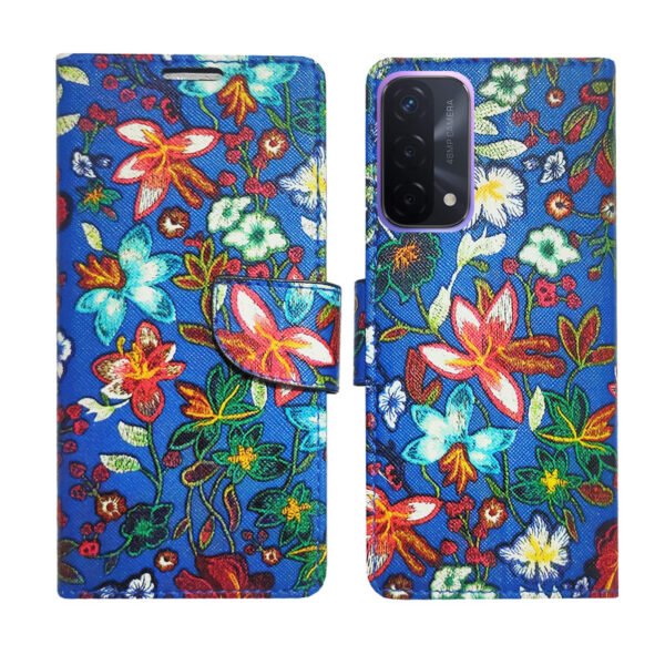 Dhar Flips Blue Pattern Flip Cover Oppo A74 | Leather Finish | Shock Proof | Magnetic Clouser | Light Weight | Compatible with Oppo A74 Cover | Best Designer Cover For Oppo A74