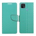 Dhar Flips Aquamarine Dot Flip Cover Oppo A15 | Leather Finish | Shock Proof | Magnetic Clouser | Light Weight | Compatible with Oppo A15 Cover | Best Designer Cover For Oppo A15